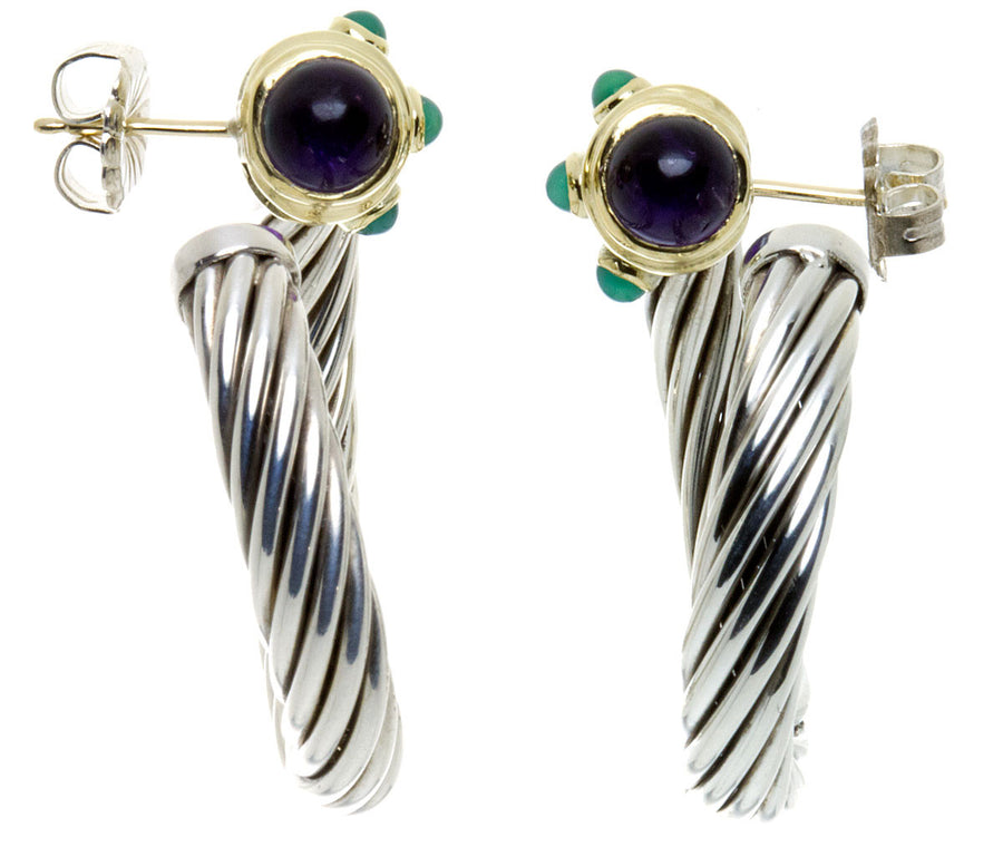 David Yurman Amethyst & Chrysoprase Hoop Earrings - Chicago Pawners & Jewelers
