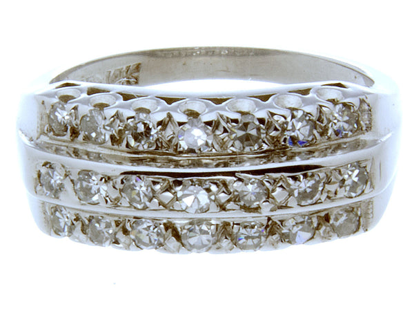 1950s 3 Row Diamond Wedding Band - Chicago Pawners & Jewelers