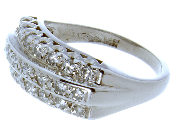 1950s 3 Row Diamond Wedding Band - Chicago Pawners & Jewelers