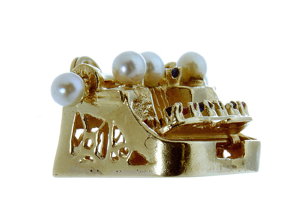 Vintage 14K Pearl & Gem Set Typewriter Charm - Chicago Pawners & Jewelers