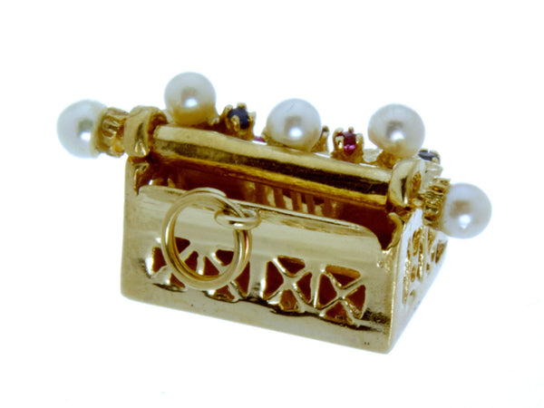 Vintage 14K Pearl & Gem Set Typewriter Charm - Chicago Pawners & Jewelers