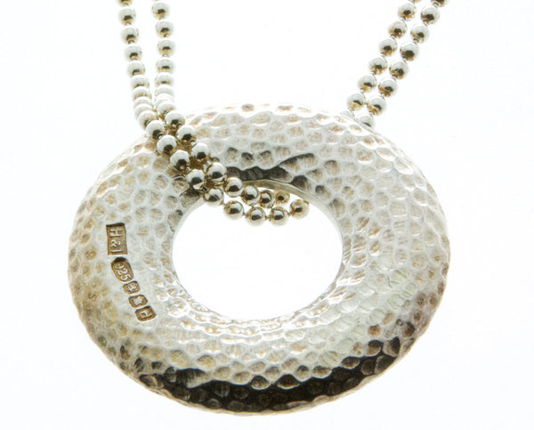 Hamilton & Inches Silver Hammered Donut Pendant - Chicago Pawners & Jewelers