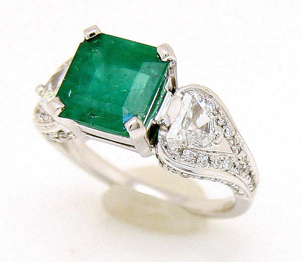 Designer 4.17ct Emerald & Diamond Ring - Chicago Pawners & Jewelers