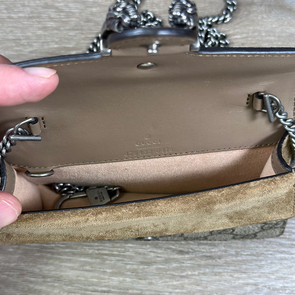 Gucci gg supreme monogram super mini dionysus bag taupe sales