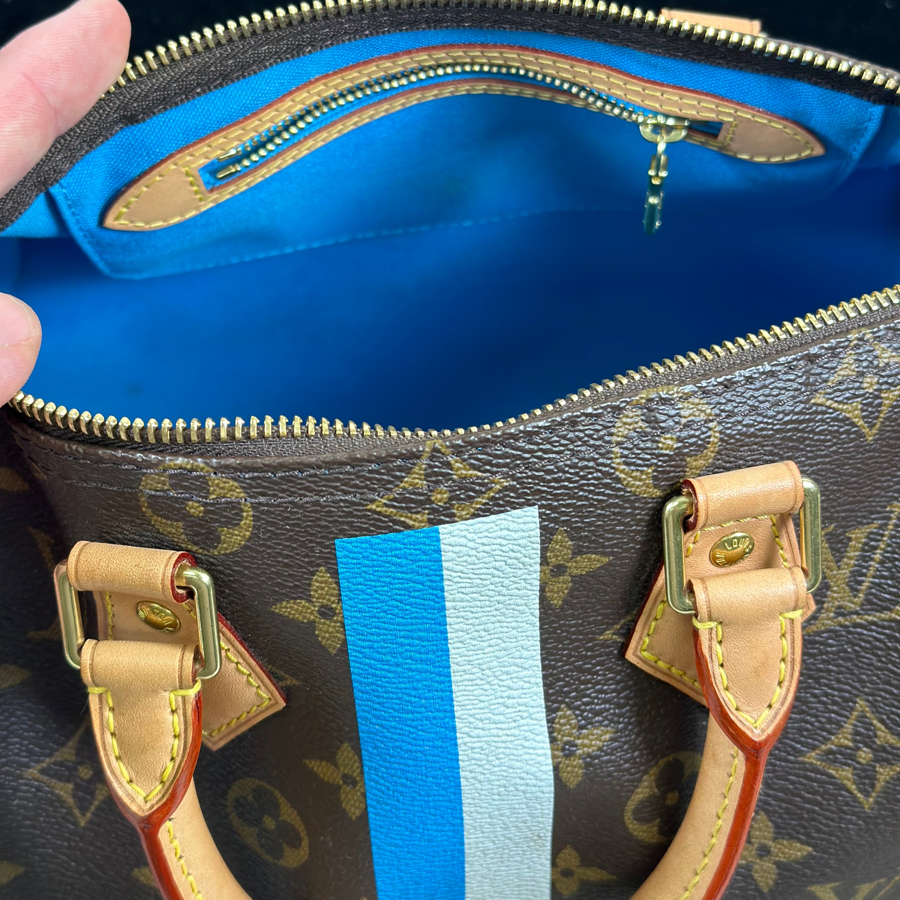 Louis Vuitton Speedy 25 My Heritage w Blue and White stripe – Chicago  Pawners & Jewelers