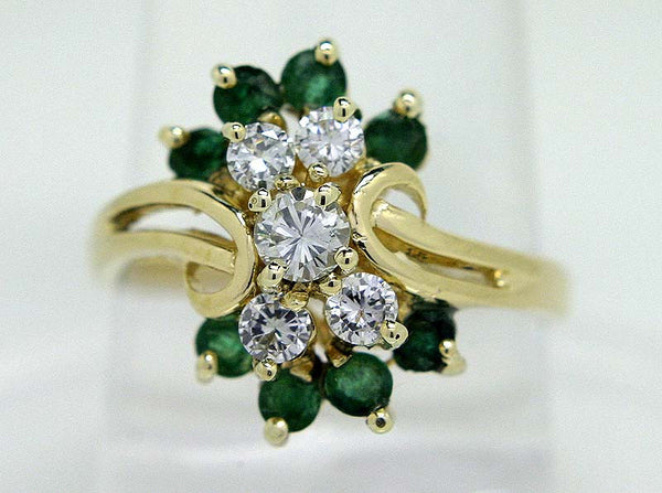 14K Emerald & Diamond Cocktail Ring - Chicago Pawners & Jewelers