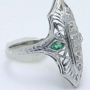 18K Diamond & Emerald Filigree Ring - Chicago Pawners & Jewelers