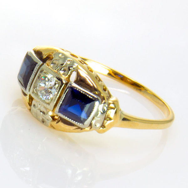 Art Deco Sapphire & Diamond Ring - Chicago Pawners & Jewelers