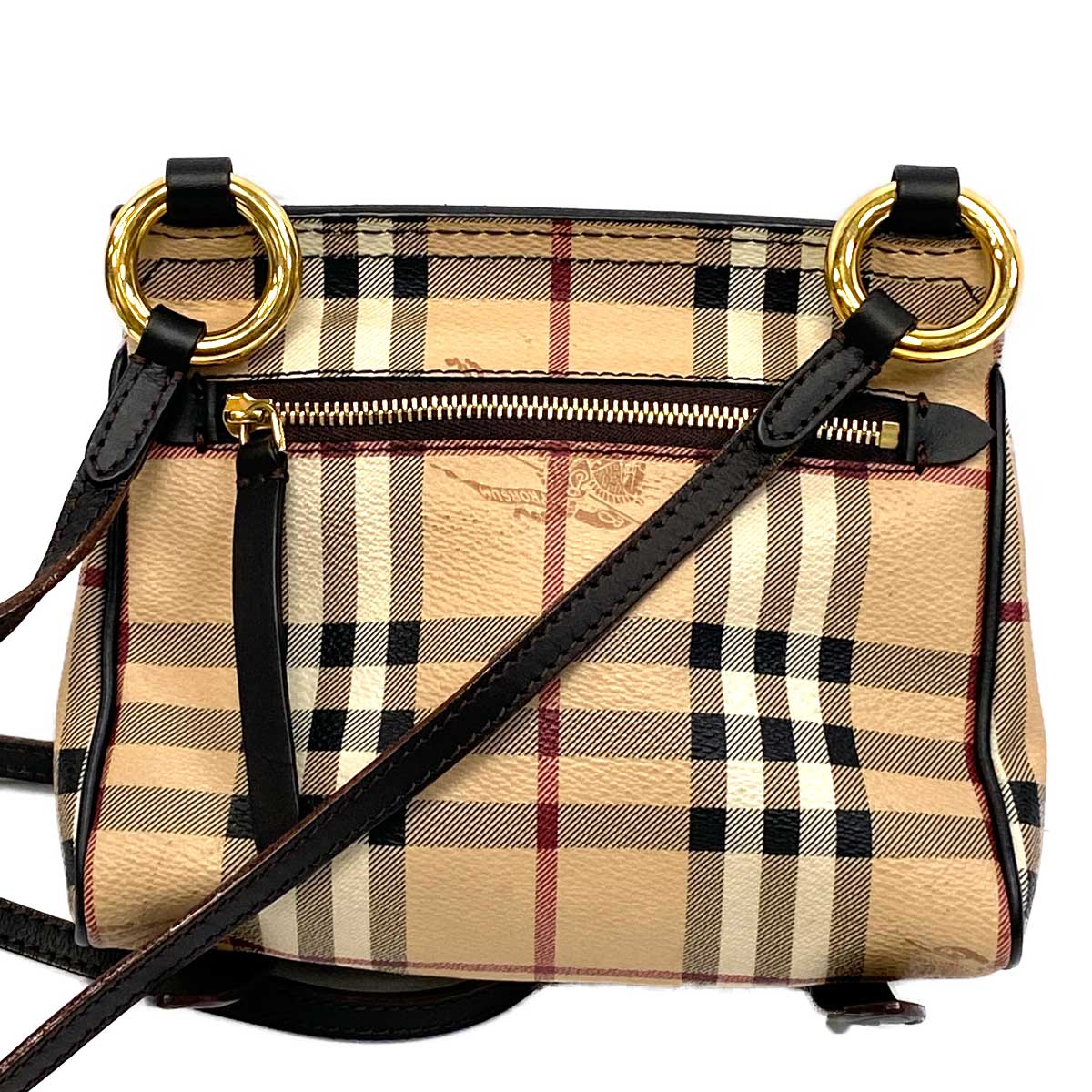 Burberry Black Leather Haymarket Check Coated Canvas Baby Bridle