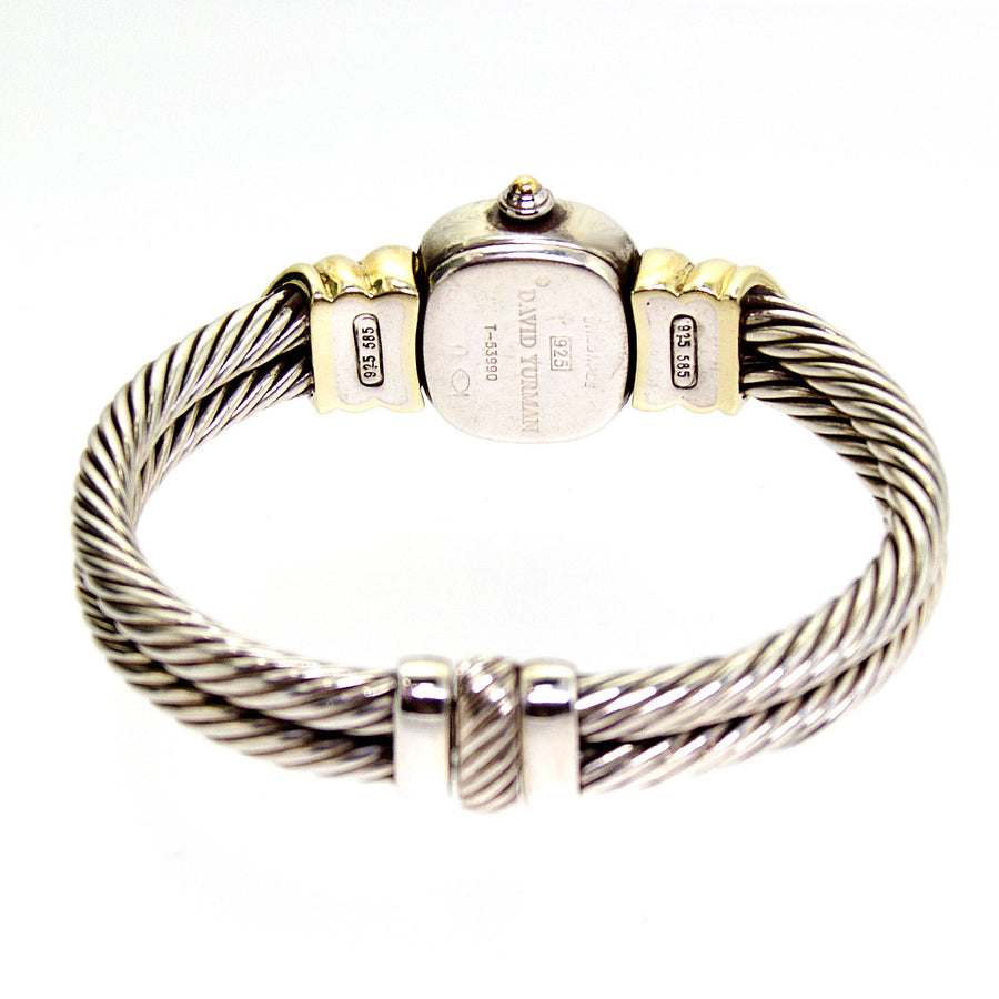 David Yurman Diamond & Blue Topaz Double Cable Bangle Watch - Chicago Pawners & Jewelers