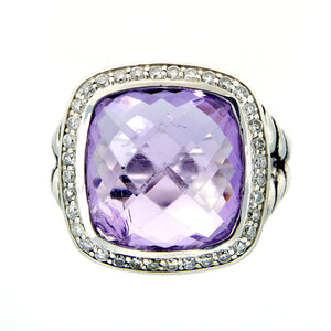 David Yurman Albion Amethyst & Diamond Ring 14mm - Chicago Pawners & Jewelers