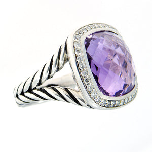 David Yurman Albion Amethyst & Diamond Ring 14mm - Chicago Pawners & Jewelers