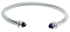 David Yurman Amethyst & Diamond Classic Cable Bracelet - Chicago Pawners & Jewelers