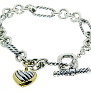 David Yurman Cable Heart Charm Bracelet with Gold - Chicago Pawners & Jewelers