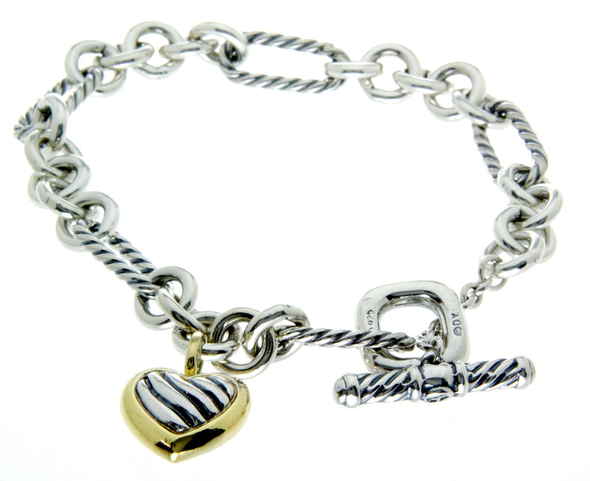 David Yurman Cable Heart Charm Bracelet with Gold Chicago