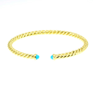 David Yurman Cablespira Bracelet in 18K Yellow Gold with Tuquoise - Chicago Pawners & Jewelers