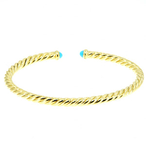 David Yurman Cablespira Bracelet in 18K Yellow Gold with Tuquoise