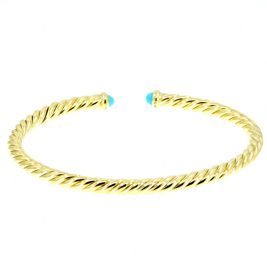 David Yurman Cablespira Bracelet in 18K Yellow Gold with Tuquoise