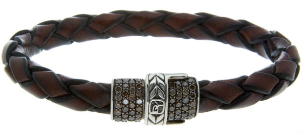 David Yurman Chevron Leather & Diamond Bracelet - Chicago Pawners & Jewelers