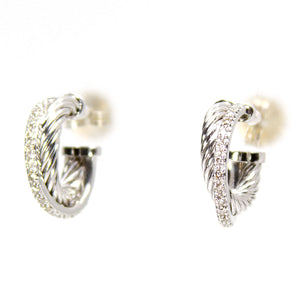 David Yurman Crossover Cable Diamond Hoop Earrings - Chicago Pawners & Jewelers