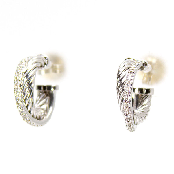 David Yurman Crossover Cable Diamond Hoop Earrings - Chicago Pawners & Jewelers