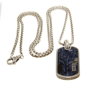 David Yurman Exotic Stone Tag with Pietersite with Box Chain - Chicago Pawners & Jewelers