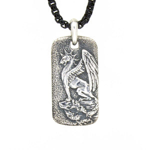 David Yurman Griffin Dog Tag Charm with Blackened Stainless Steel Chain - Chicago Pawners & Jewelers