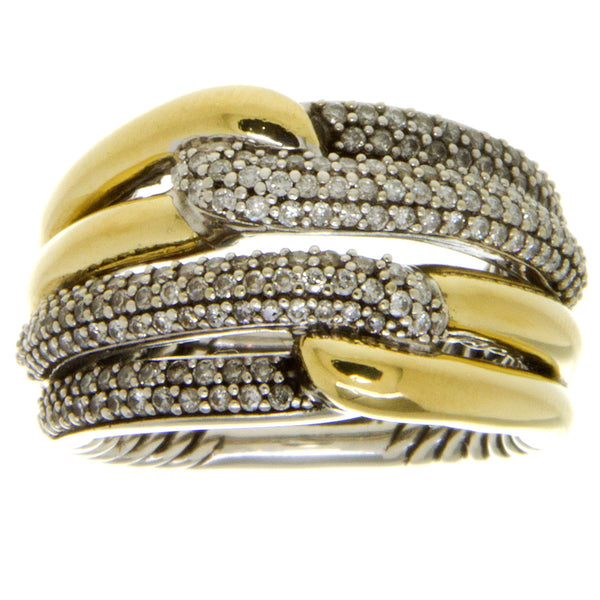 David Yurman Labyrinth Double Loop Ring with Diamonds - Chicago Pawners & Jewelers