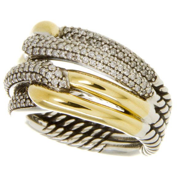 David Yurman Labyrinth Double Loop Ring with Diamonds - Chicago Pawners & Jewelers