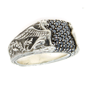 David Yurman Black Diamond Griffin Signet Ring - Chicago Pawners & Jewelers