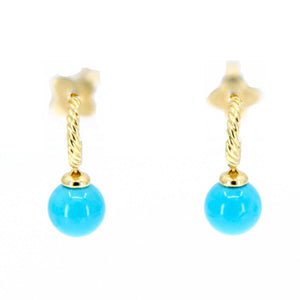 David Yurman Solari Hoop Earrings with Turquoise in 18K Gold - Chicago Pawners & Jewelers