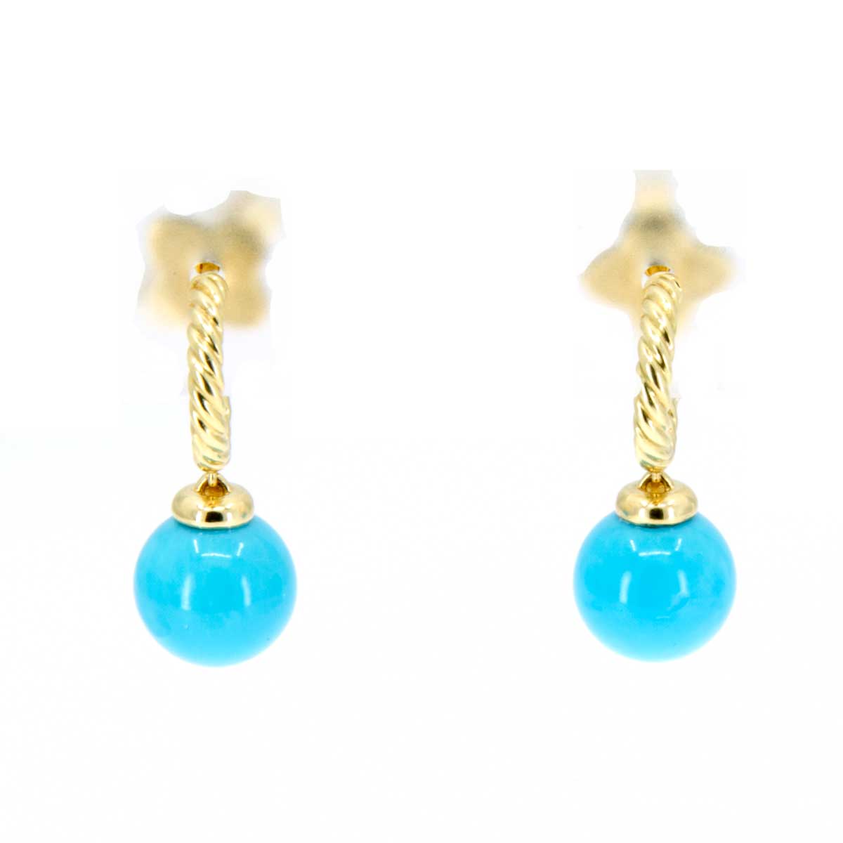 David Yurman Solari Hoop Earrings with Turquoise in 18K Gold