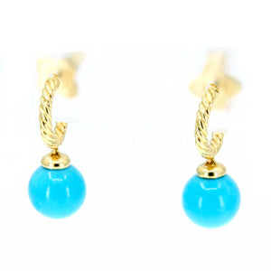 David Yurman Solari Hoop Earrings with Turquoise in 18K Gold - Chicago Pawners & Jewelers