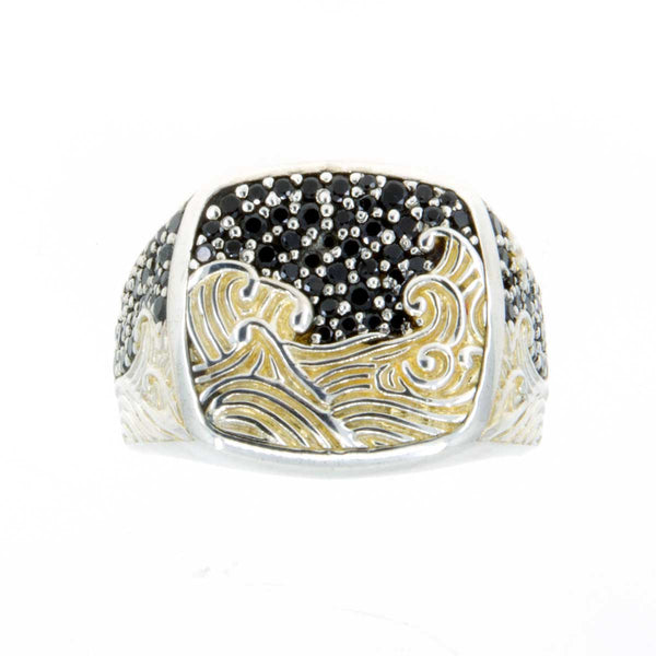 David Yurman Waves Signet Ring with Black Diamonds - Chicago Pawners & Jewelers