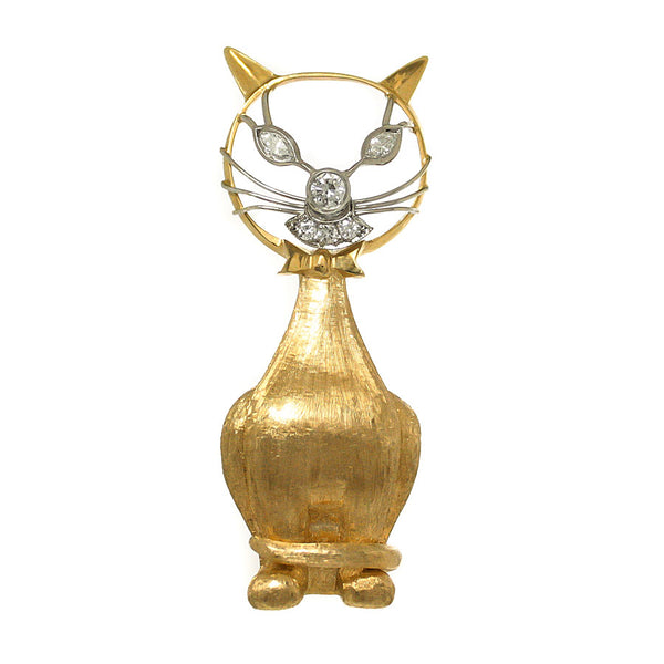 Whimsical 1960s Diamond Cat Brooch - Chicago Pawners & Jewelers