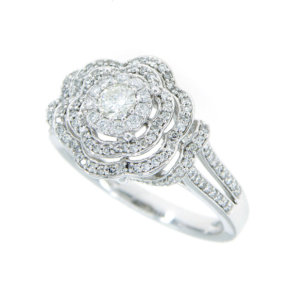 1.00ct Diamond Flower Halo Engagement Ring