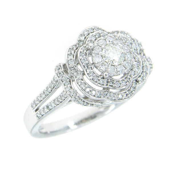 1.00ct Diamond Flower Halo Engagement Ring