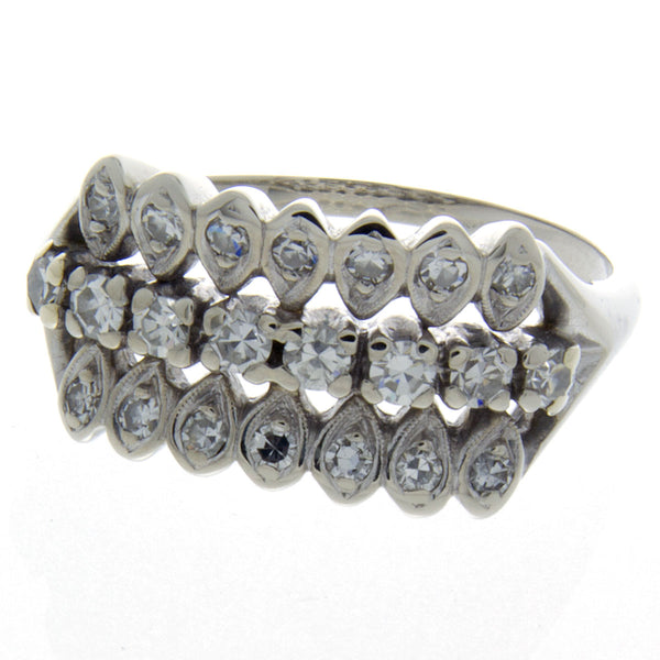 Vintage 1950s 3 Row Diamond Band Ring - Chicago Pawners & Jewelers