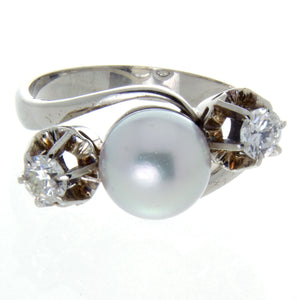 1950s Pearl & Diamond Ring - Chicago Pawners & Jewelers