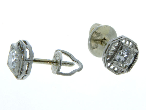 Vintage Filigree Diamond Stud Earrings - Chicago Pawners & Jewelers