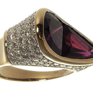 18K Rhodolite Garnet & Diamond Ring - Chicago Pawners & Jewelers