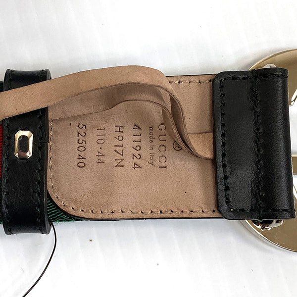 Gucci Green & Red Web Belt with G Buckle - Chicago Pawners & Jewelers