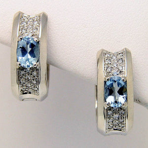18kt Aquamarine & Diamond Earrings - Chicago Pawners & Jewelers