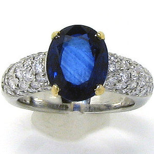 4.18ct Platinum & 18kt Sapphire & Diamond Ring - Chicago Pawners & Jewelers