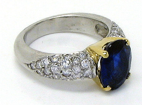 4.18ct Platinum & 18kt Sapphire & Diamond Ring - Chicago Pawners & Jewelers