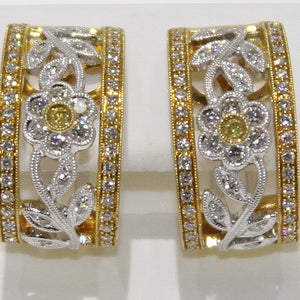 Yellow Diamond Floral Earrings - Chicago Pawners & Jewelers