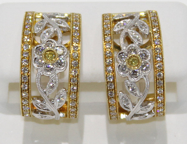 Yellow Diamond Floral Earrings - Chicago Pawners & Jewelers
