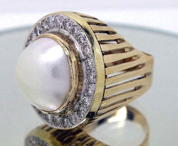 Estate Mabe Pearl & Diamond Ring - Chicago Pawners & Jewelers