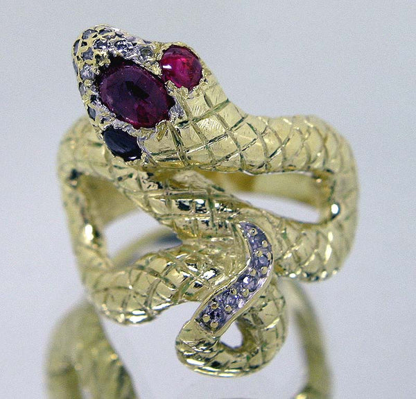 Designer Ruby & Diamond Snake Ring in 18KT Gold - Chicago Pawners & Jewelers