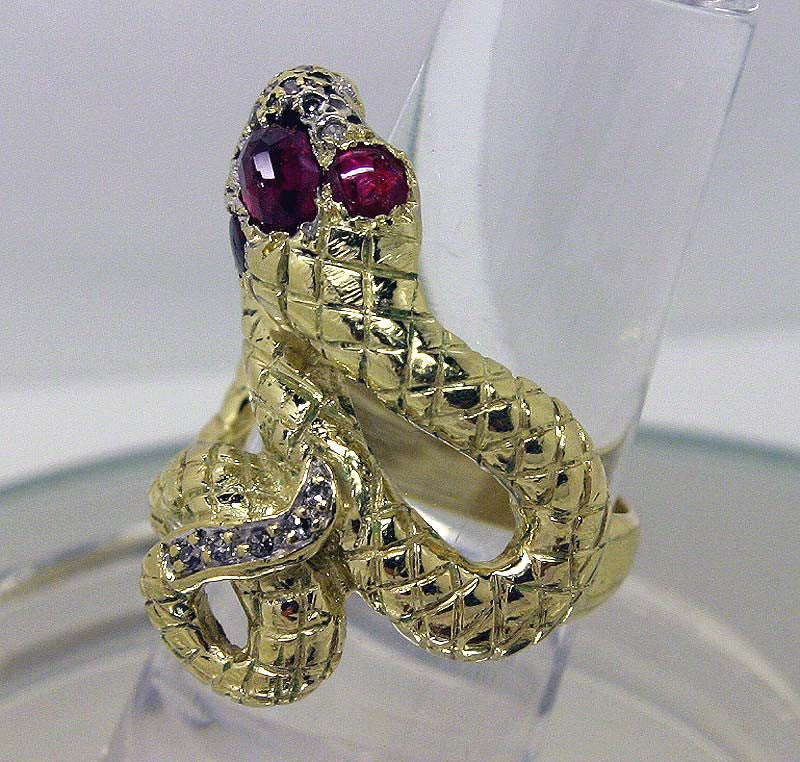 Ruby Snake Ring Designer Ruby & Diamond Snake Ring in 18KT Gold